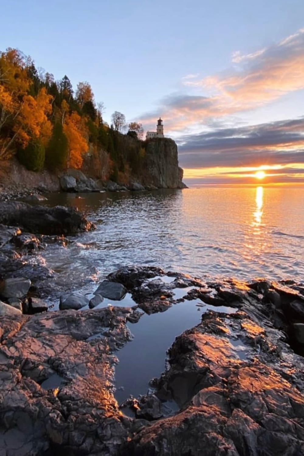 Panoramic sunset view over Lake Superior